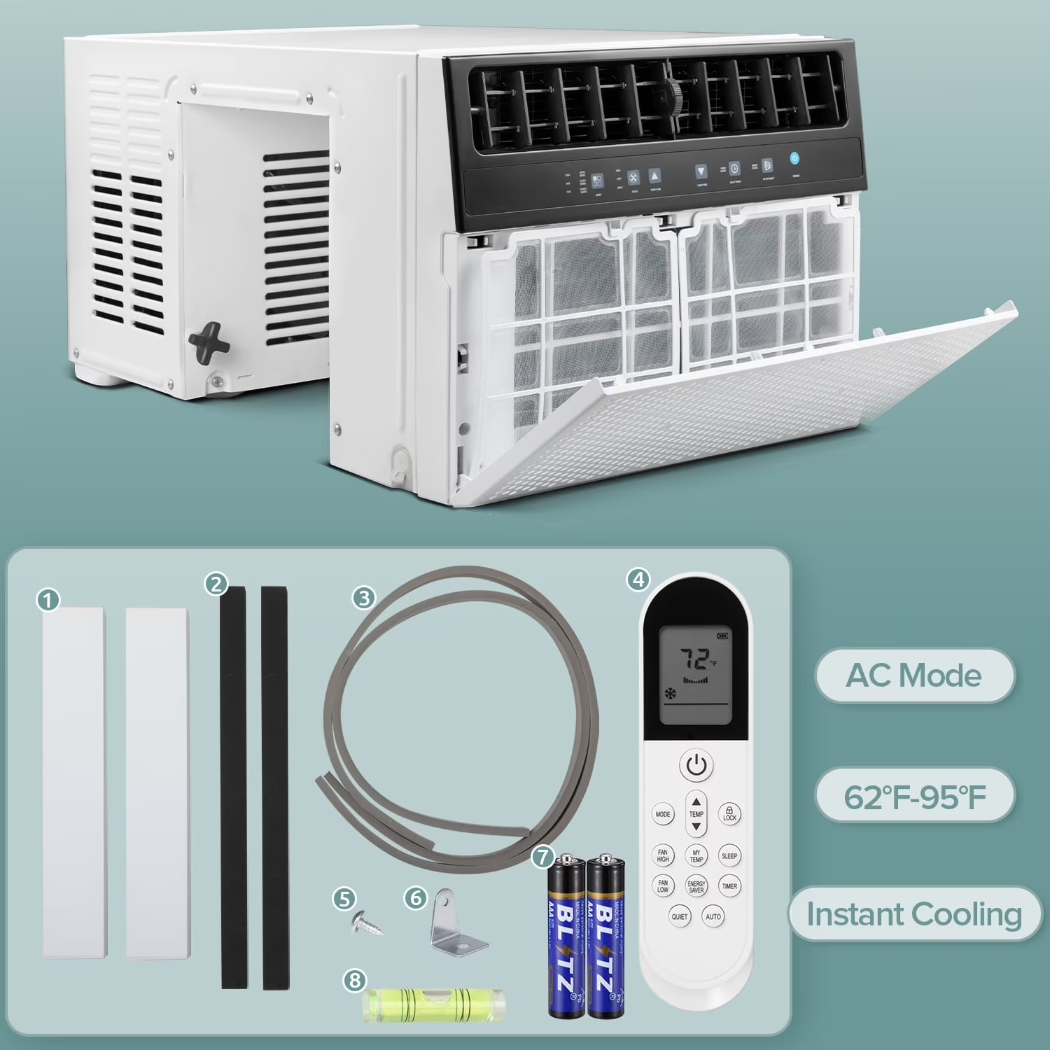 Window Air Conditioner , Window AC Unit Cools 450 Sq.ft w/ Wi-Fi & Remote